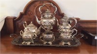 Silver Plate Tilting Hot Water Pot On Stand With