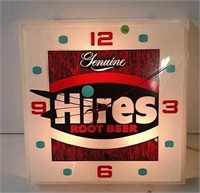 Hires Root Beer Plastic Advertising Clock Lighted