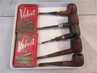 5 Pipes & Vintage Tobacco Tins