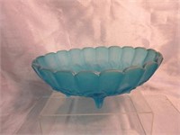 Frosted Blue Depression Glass Fruit Bowl