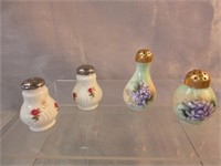 Milk Glass & Painted Porcelain S & P Shakers