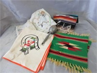 Small Woven Blankets, Embroidered Material, Etc