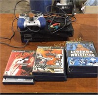 PlayStation 2 with controller and 11 games