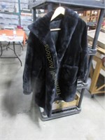 Sheared beaver fur coat with hood