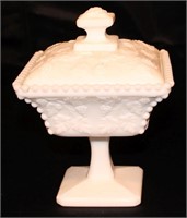 Milk Glass Lidded and Footed Candy Dish