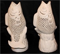 Pair of Porcelain Fish Vases