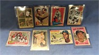 Eight vintage baseball cards from the 50s and