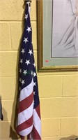 Nice heavy cotton US flag on pole, ready  to hang