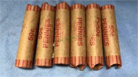 Six rolls of wheat pennies (5)
