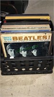 Crate of record albums including meet Beatles