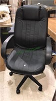 Black executive office chair on wheels with