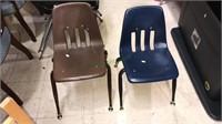 Pair of childrens molded plastic chairs that