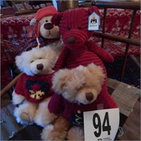 4 DARLING STUFFED BEARS ; RUSS, GUND; JELLY CAT