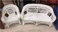 Child’s sofa and chair wicker set, the sofa is 37