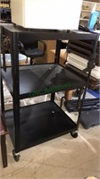 Audio video component cart with three shelves and