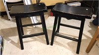 Pair of black stools, 24 inch seat height, wood