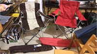 Two folding chairs with travel bags and