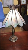 Stain glass table lamp, 16 inches tall with acorn