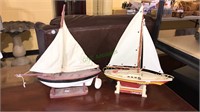 2-16 inch tall sailboat models one is plastic one