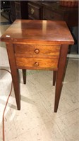 Cherry two drawer table with tapered legs, 26 x