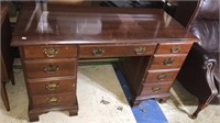 Solid cherry kneehole desk, seven drawers made by