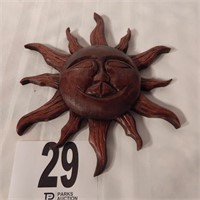 HAND CARVED SUN PLAQUE 10 IN. BY LOCAL ARTIST