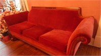 VICTORIAN SOFA, VELVET UPHOLSTERY 78 IN