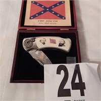 STAINLESS STEEL CONFEDERATE FLAG POCKET KNIFE IN