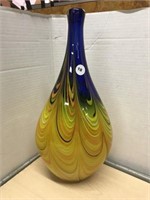 Art Glass Vase - Yellow, Blue And Orange
