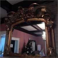 ORNATE GOLD GILT FRAME OVER MANTLE MIRROR FROM