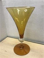 Amber & Clear Martini Style Vase - Venetian Glass