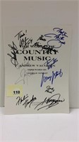 10 COUNTRY MUSIC LEGEND SIGNED BOOK PAGE