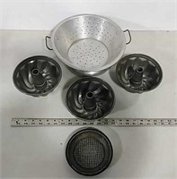 Small Bundt pans, strainer, Ovenex pan
