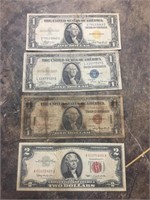 Silver Certificates and $2 bill