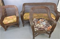 Three Piece Original Wicker Couch and Chair Set