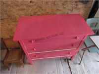 Dresser 3-Drawer Painted Red