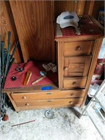 Oak dresser and items on top as shown