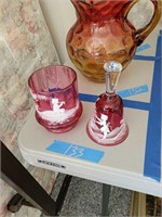 Two-piece lot of Mary Gregory glass