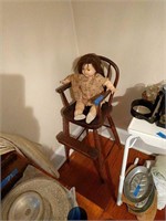 Antique High Chair And Doll