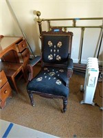 Victorian arm chair with needlepoint seat and back