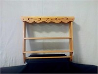 Small wood shelf with towel bar