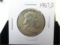 1957-D Franklin Half Silver Dollar