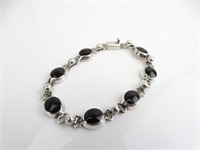 925 Sterling Silver Black Onyx & Silver Bracelet