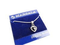 Sterling Silver & Black Onyx Heart Pendant chain