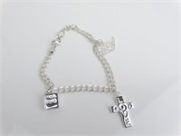 7" 925 Silver Faith Charm Bracelet