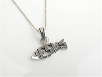 925 Silver 'Jesus' Fish Pendant w/ 18.5" Necklace