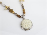 925 Silver Pendant 18" Toggle Necklace w/ Pearl