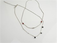 Pair of 925 Silver beaded necklaces - 16"