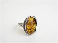925 Silver & Baltic Amber Ring