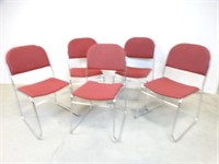 5 Chrome Finish Frame Upholstered Side Chairs